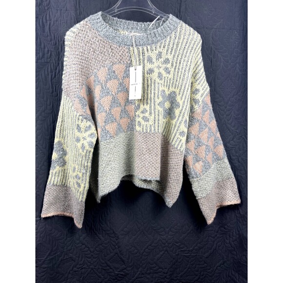 Moon + Madison Multiprint Comfy Sweater Spring Indie Artsy Chic Cute SZ S:NWT - Picture 2 of 7